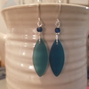 Beautiful Teal Beachglass Earrings